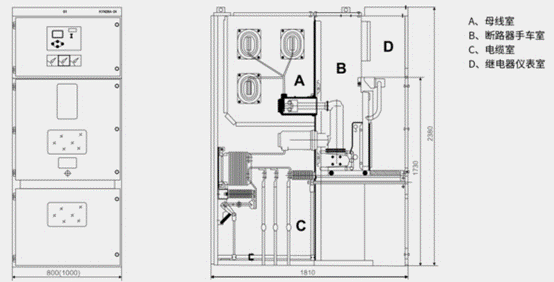 KYN28A-24 铠装移开式交流金属封闭开关设备结构示意图