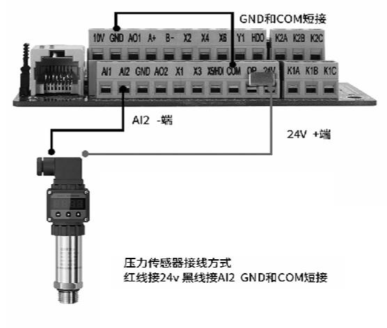 SKF8000系列矢量变频器外接压力传感器-简单恒压供水接线图