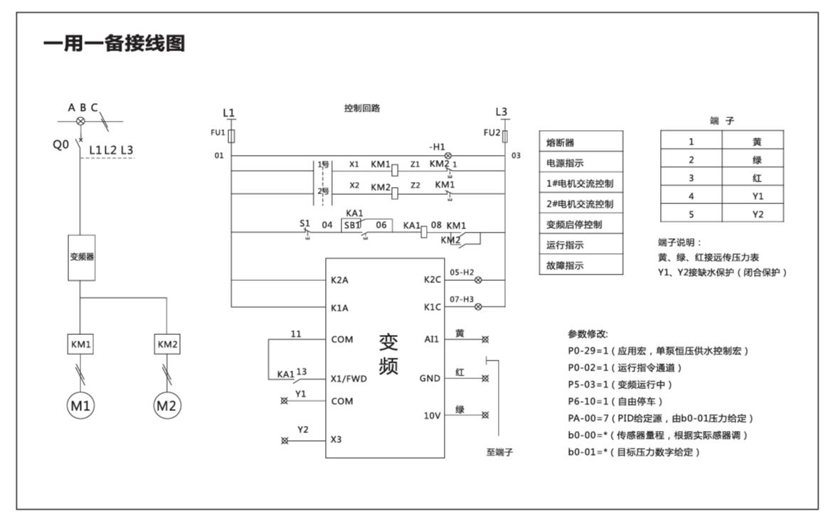 SKF8000系列高性能通用矢量变频器一用一备接线图